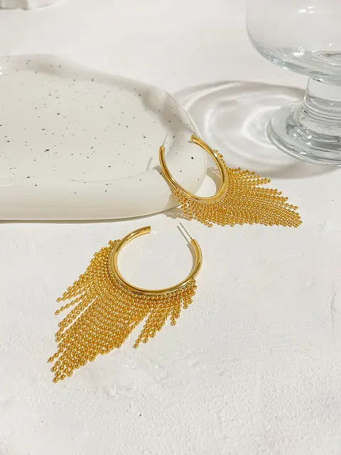 Gold Tassel Hoops