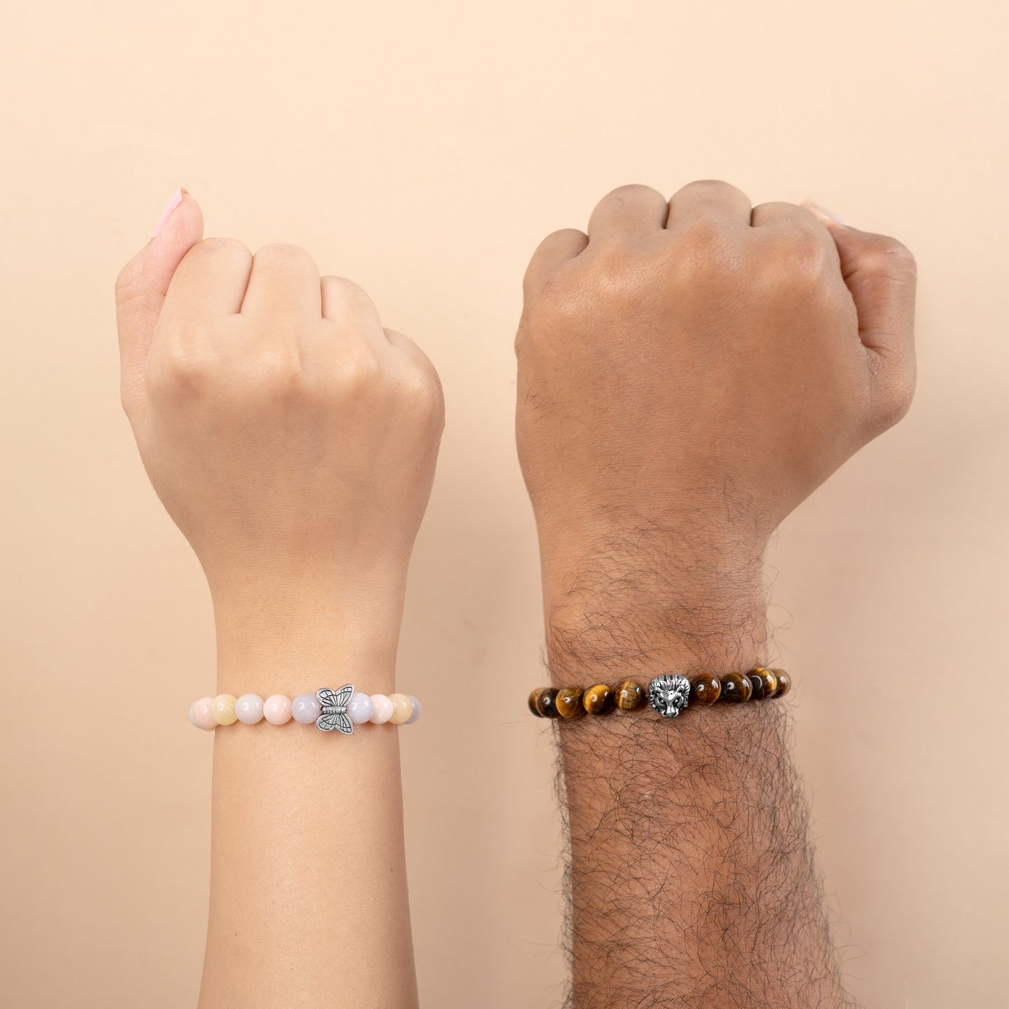 Butterfly-Lion Charm Sibling Bracelets