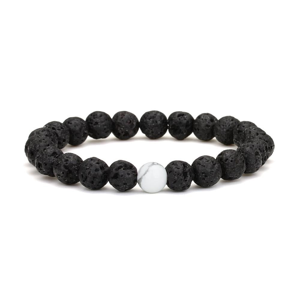 Lava And Howlite Natural Stone Bracelet