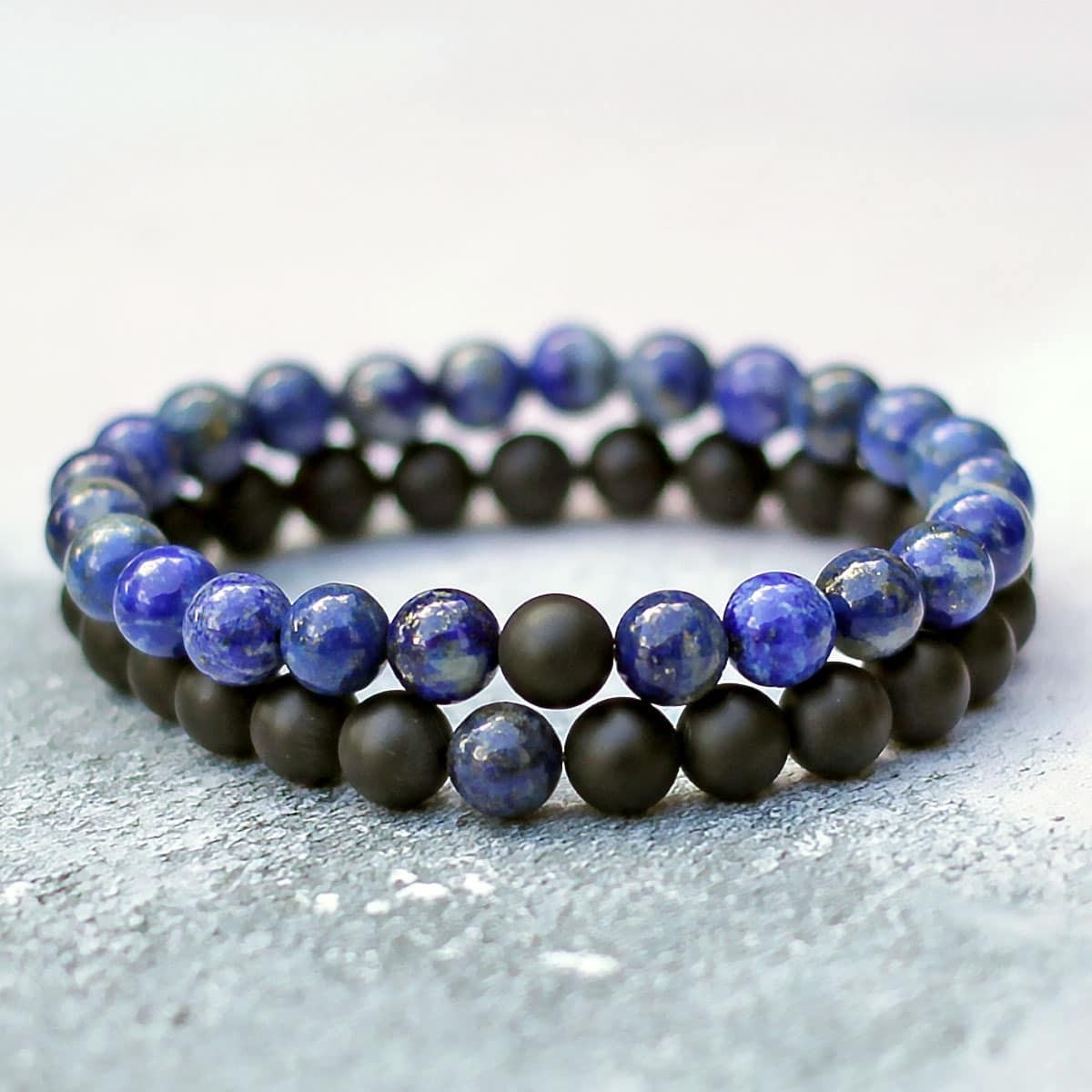 Lapis Lazuli- Black Matte Beads Bracelet