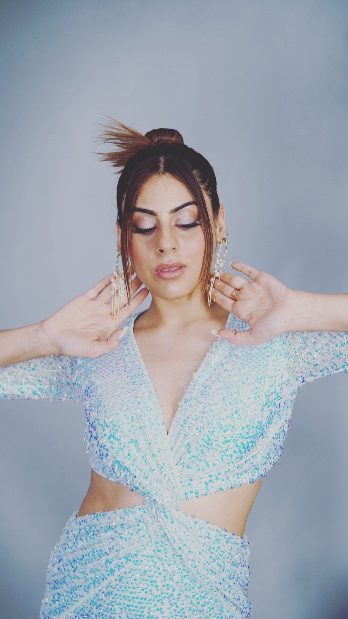 Gold pearly tassle earrings