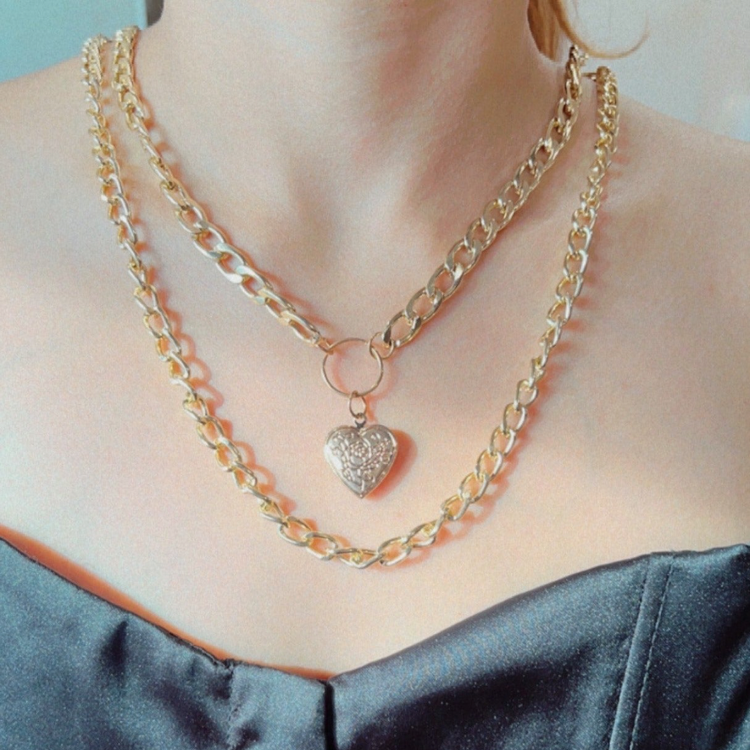Open Heart Double Layer Necklace
