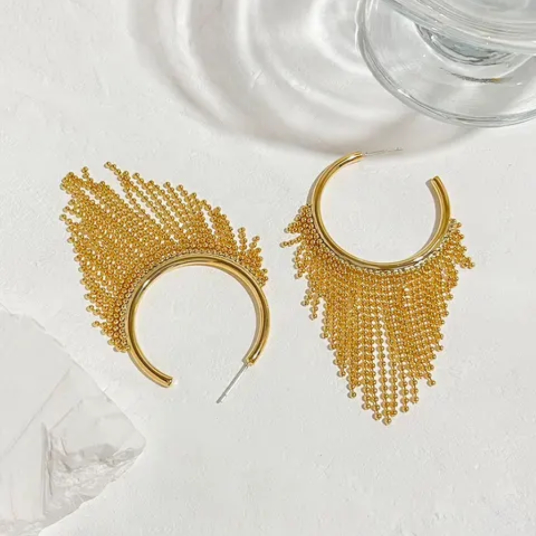 Gold Tassel Hoops