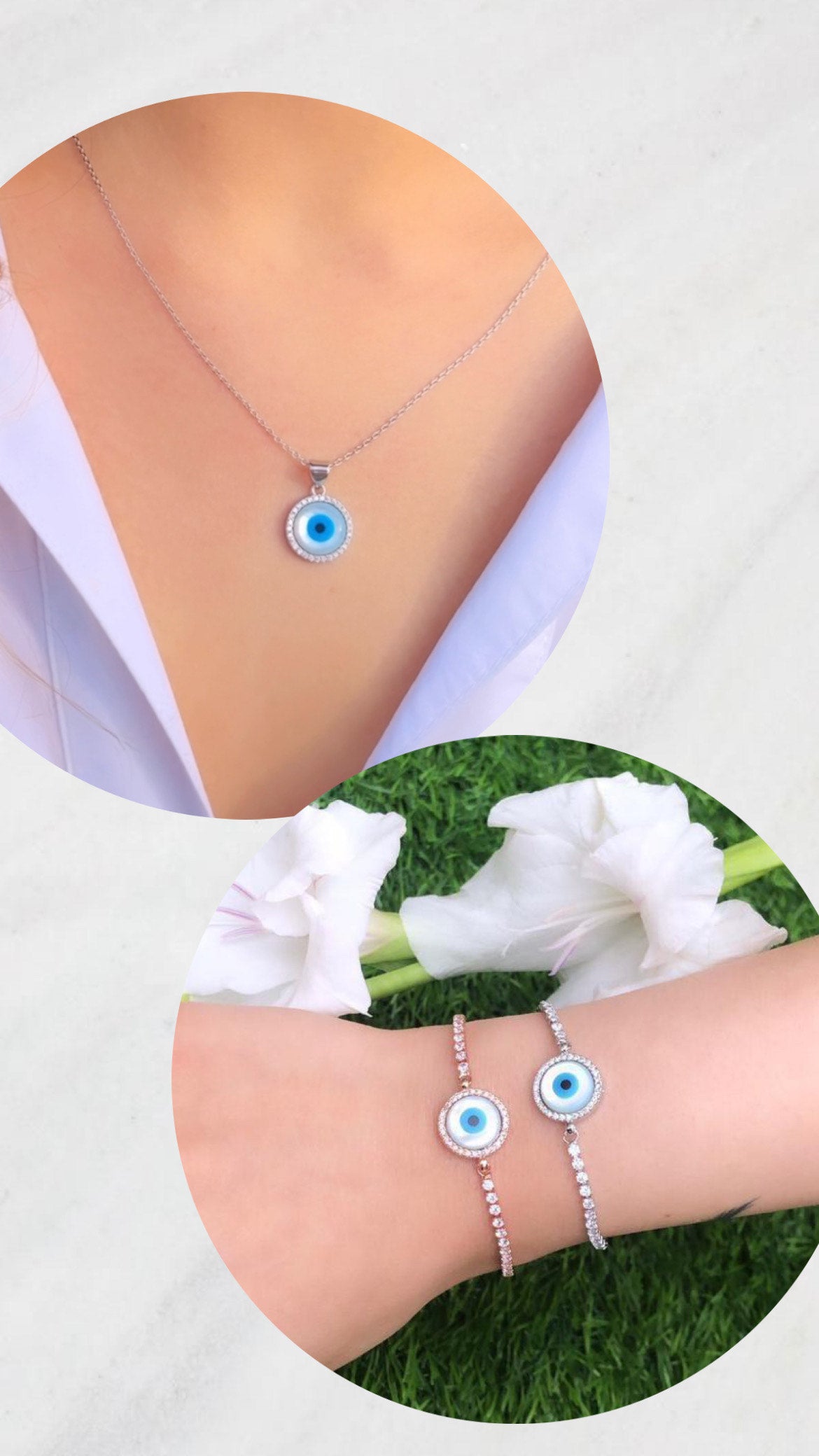 Round evil-eye matching set