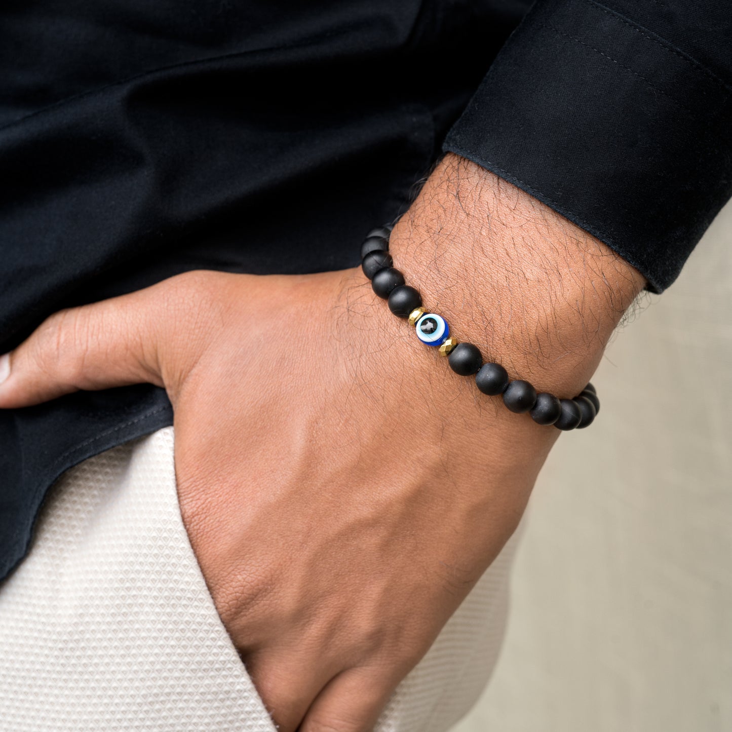 Evil eye gold matte bracelet
