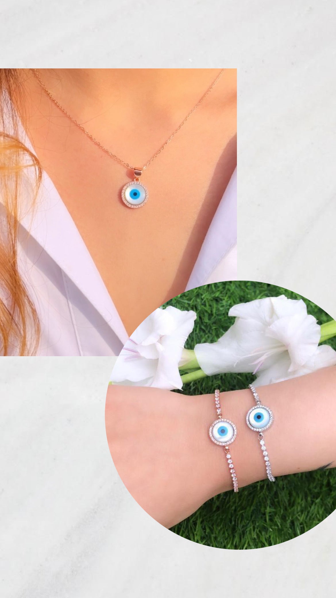 Round evil-eye matching set