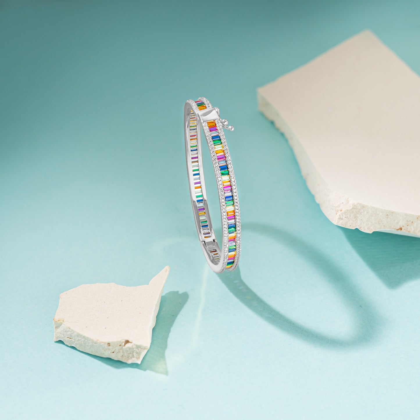 Prismatic Silver Bangle