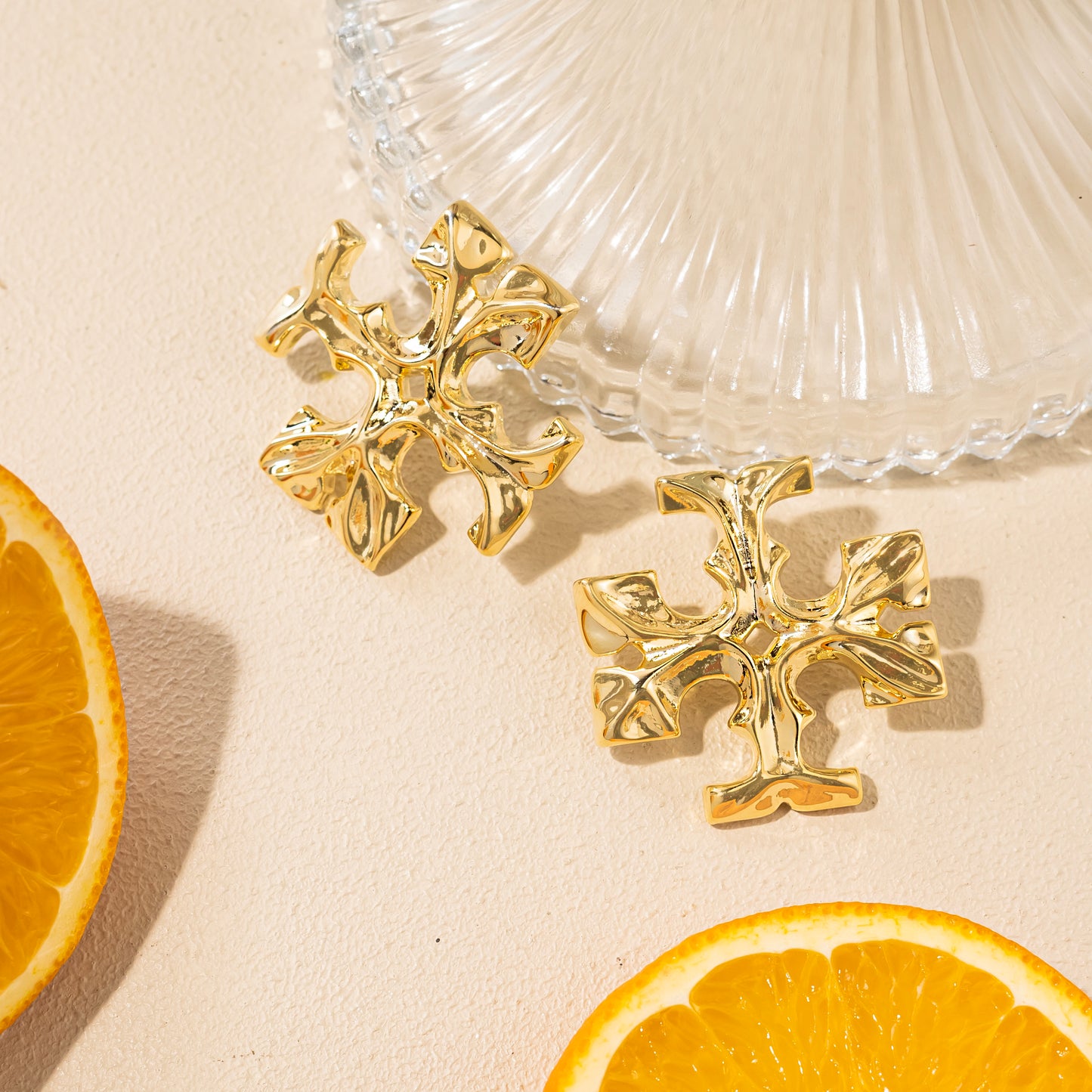 Golden Snowflake Earrings