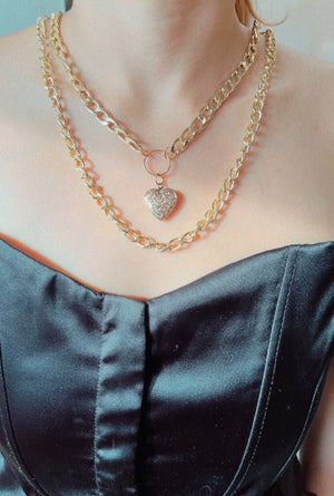 Open Heart Double Layer Necklace