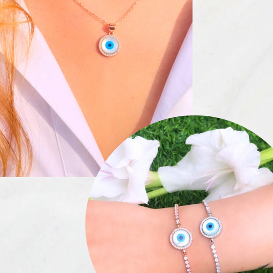 Round evil-eye matching set