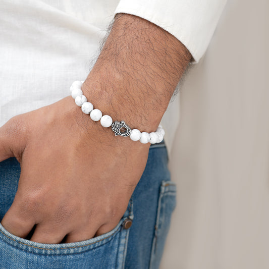 Howlite Hamsa Charm Bracelet