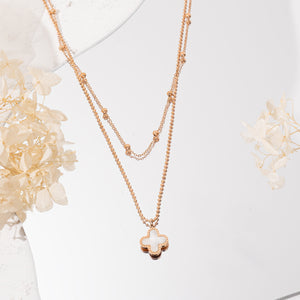 Layla Double Layer White Clover Necklace