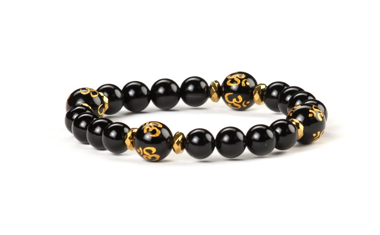 Om-Black onyx Natural stone Bracelet