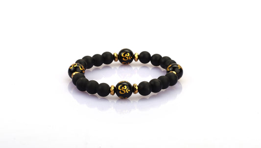 Om-Black Matte Natural stone Bracelet