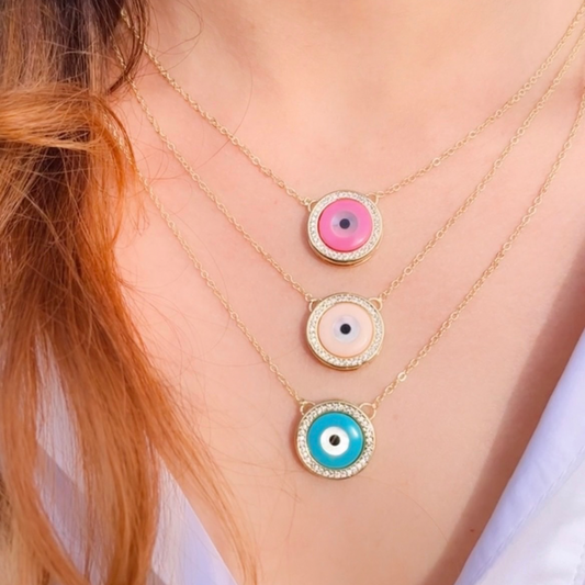 Round colored evil necklace