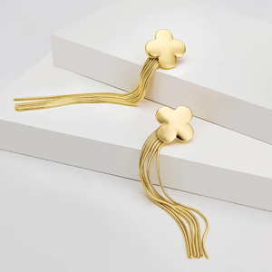 Gold Clover Dangling Earrings