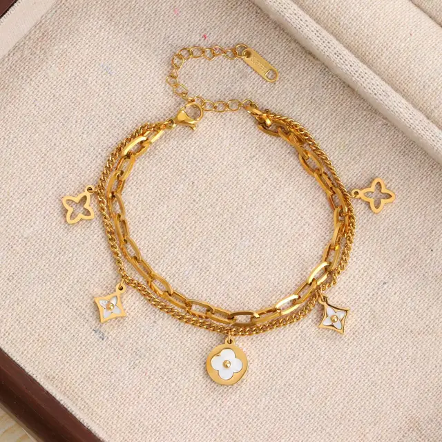 Golden Clover Charm Bracelet