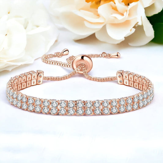 Rose Gold Dual Strand Tennis Bracelet