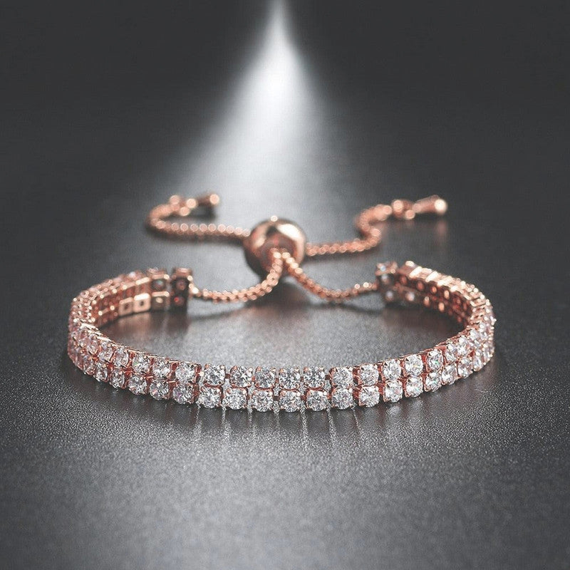 Rose Gold Dual Strand Tennis Bracelet
