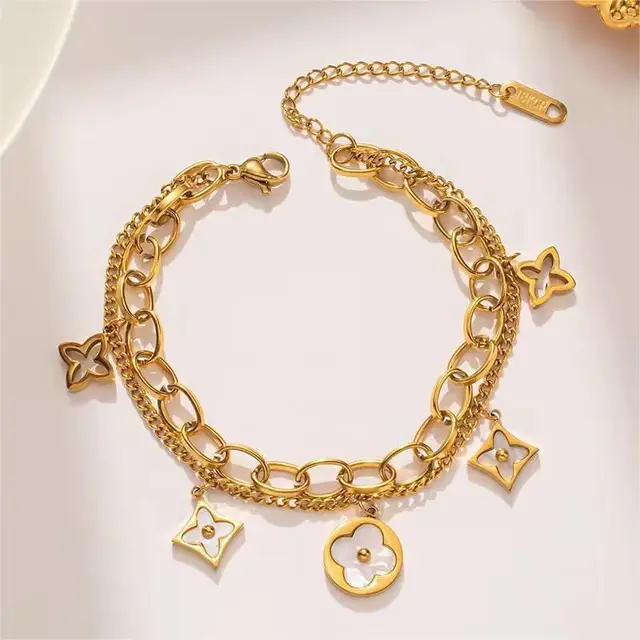 Golden Clover Charm Bracelet