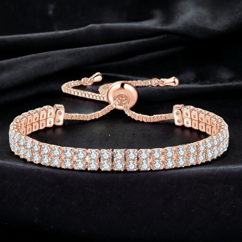 Rose Gold Dual Strand Tennis Bracelet