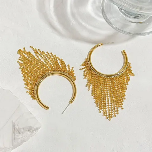 Gold Tassel Hoops