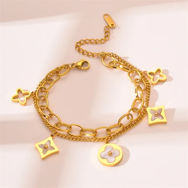 Golden Clover Charm Bracelet