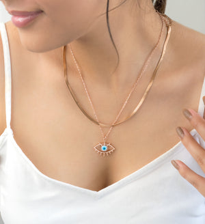 Double layered nazar necklace