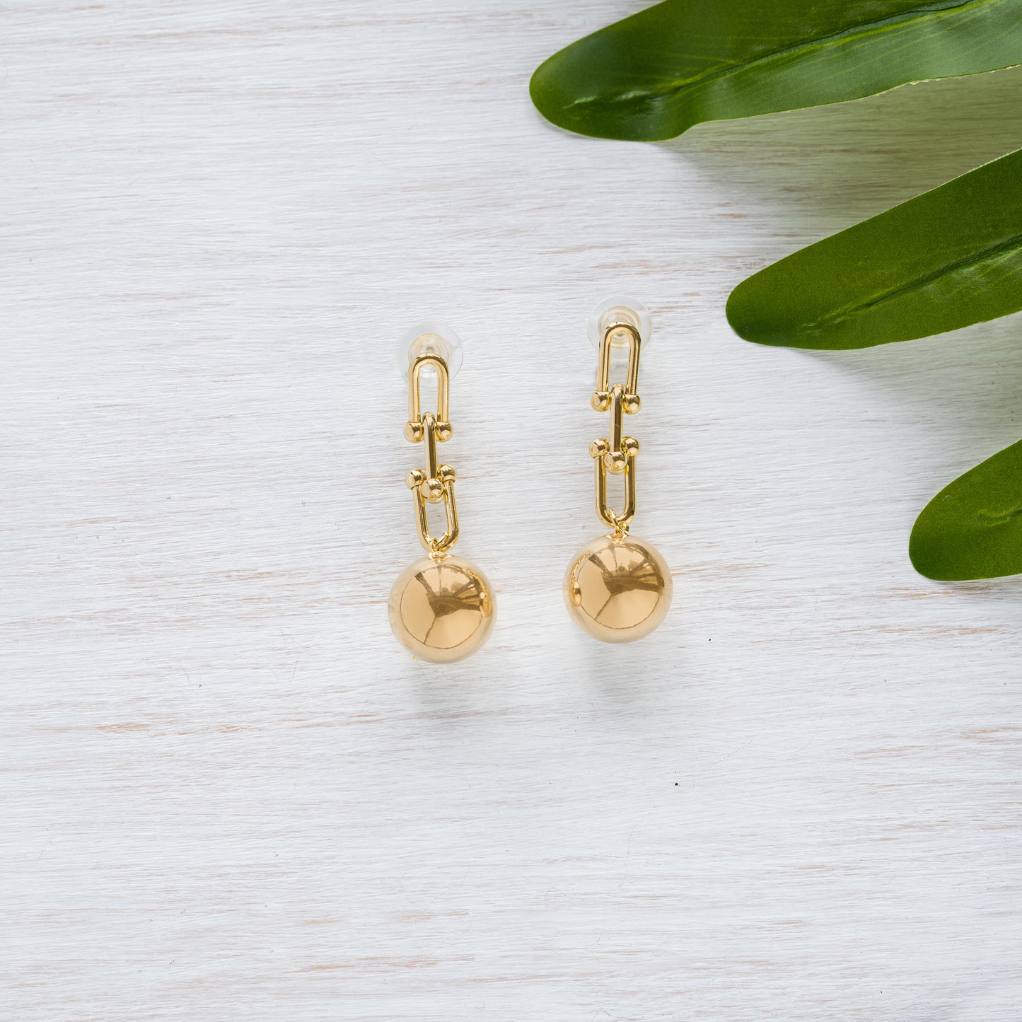 Gold ball drop earrings