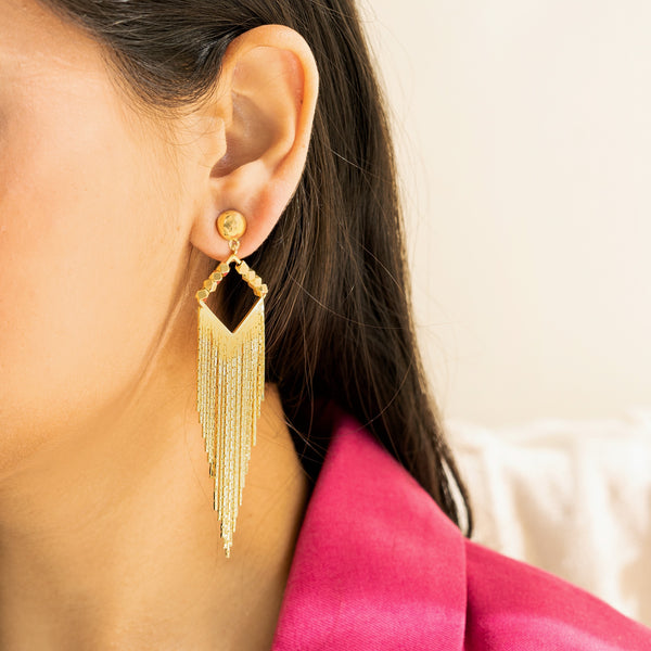 Moonstruck Thread Long Tassel Earring for Women & Girls (Black & Gold) –  www.Moonstruckinc.com