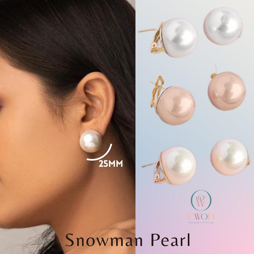 Snowman pearl rose gold studs