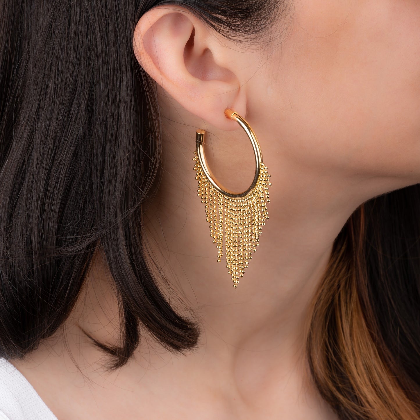 Gold Tassel Hoops