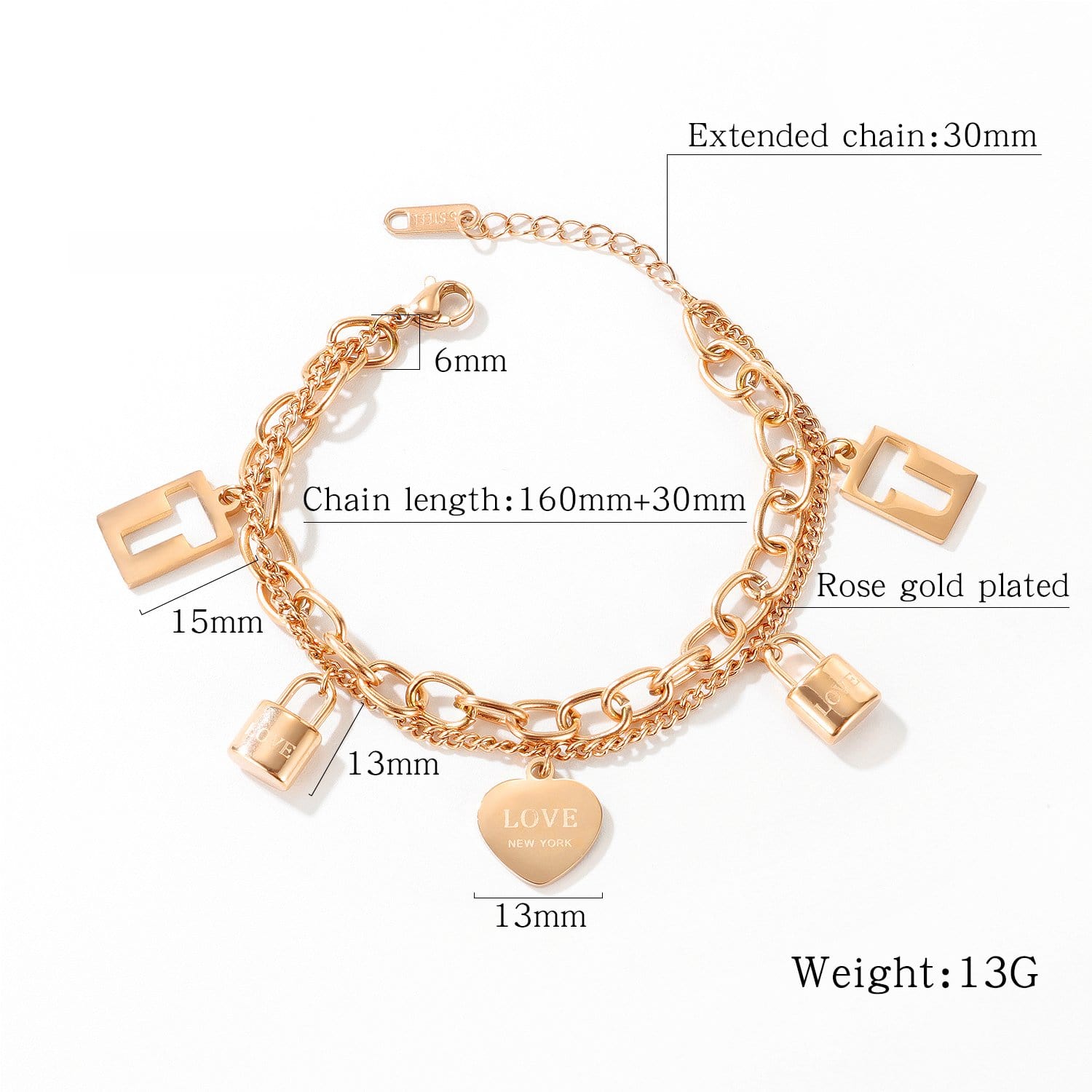 details of charm bracelet