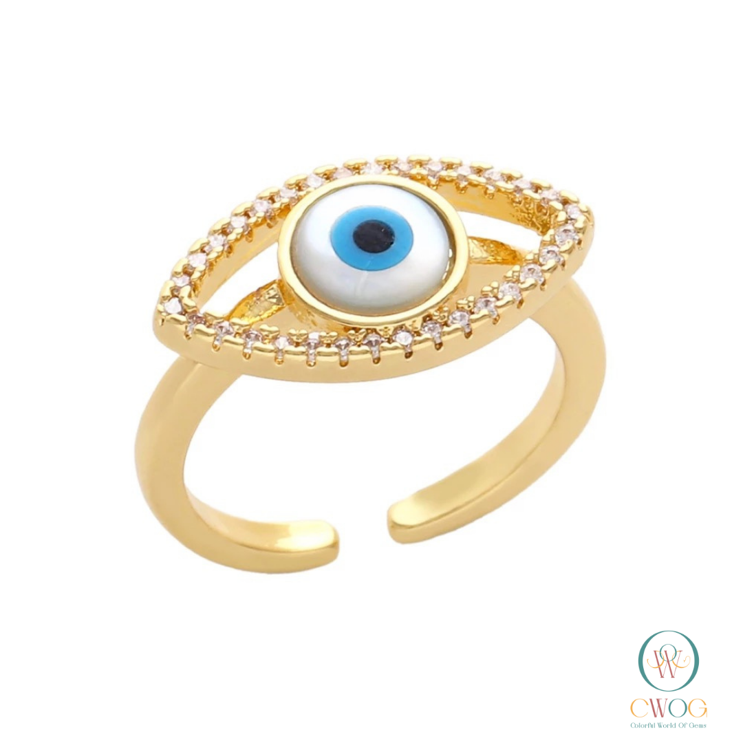 Gold plated adjustable zircon ring