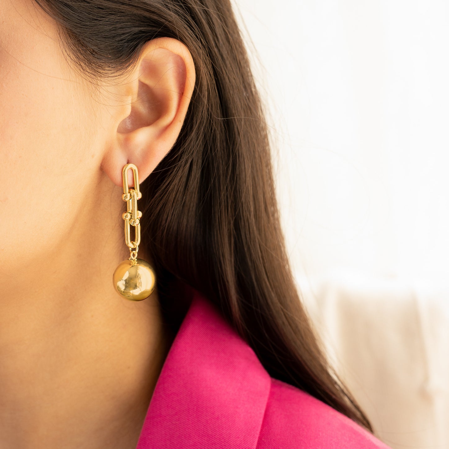 Gold ball drop earrings