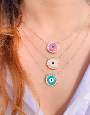 Round colored evil necklace