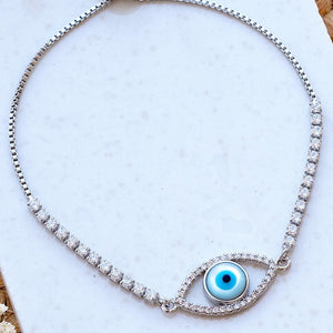 Silver Turkish Evil Eye Bracelet