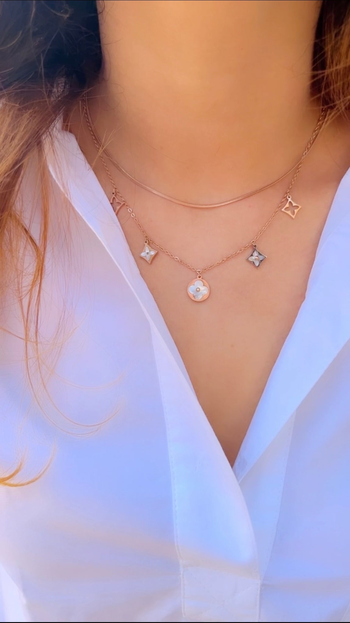 Double layer Clover Necklace